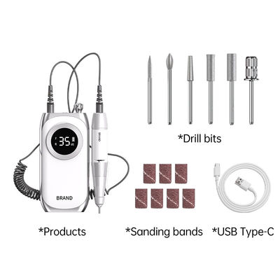 Electric Nail Drill File For Acrylic Gel Dip Powder Nails Manicure Pedicure Tools Polishing Set With 6pcs Drill Bits