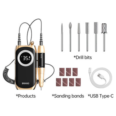 OEM Cordless Electric Nail Drill 35000rpm Rechargeable File with Type C charging Cable